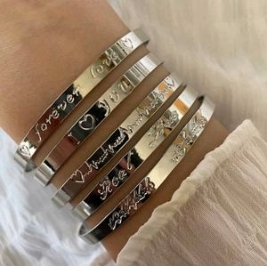 5pc letter detail cuff bracelets